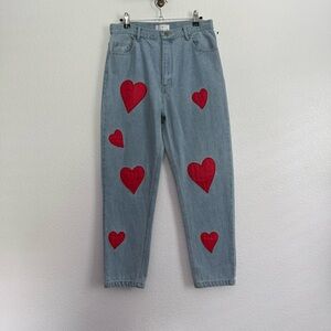 The Style Club Heart Patch High Rise Jeans Medium